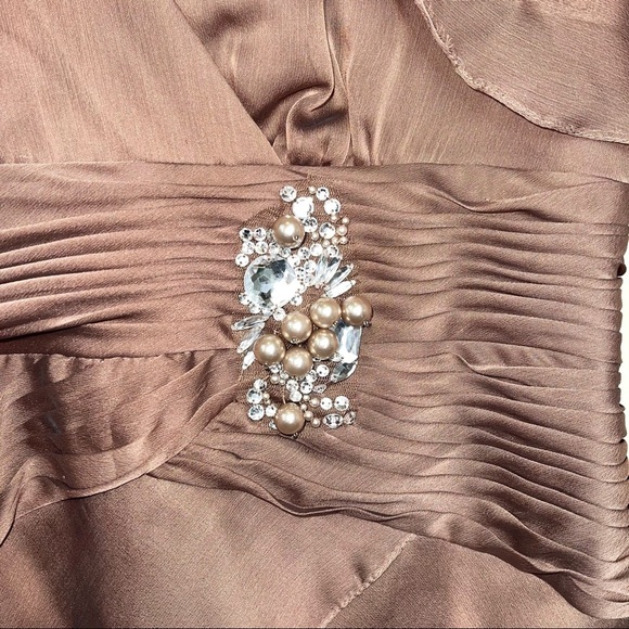 Adrianna Papell Occasions Flutter Sleeve Tiered Chiffon Gown Brown 10 - Picture 5 of 17